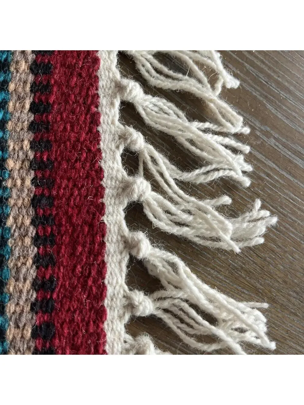 El Paso Blanket Company Woven Table Rug Fringe 90% Wool 15” X 10.5